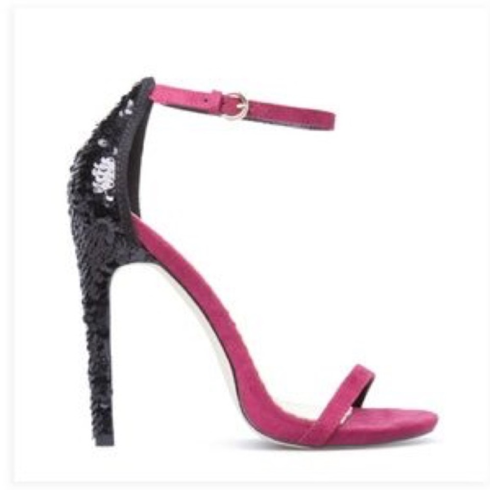 Shoedazzle Wine Suede Black Sequins Heels (USED)